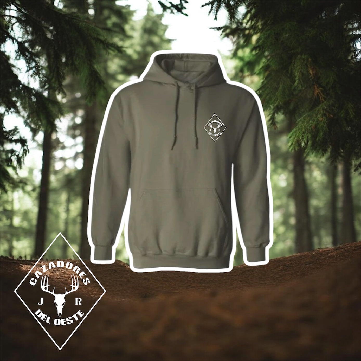 SUDADERA CON CAPUCHA NUEVO LOGOTIPO VERDE MILITAR